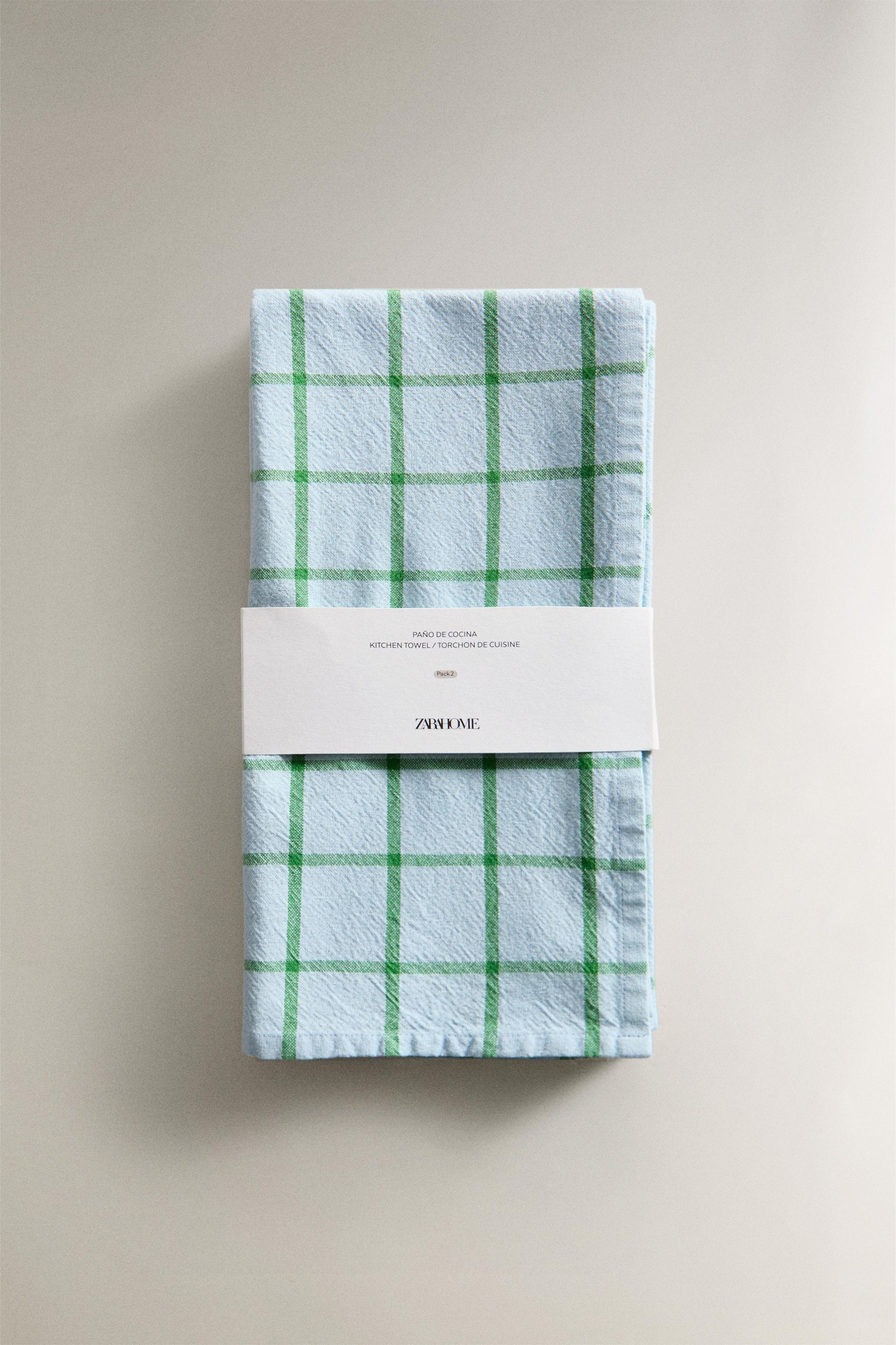 SET OF CHECK COTTON KITCHEN TOWELS (SET 2)